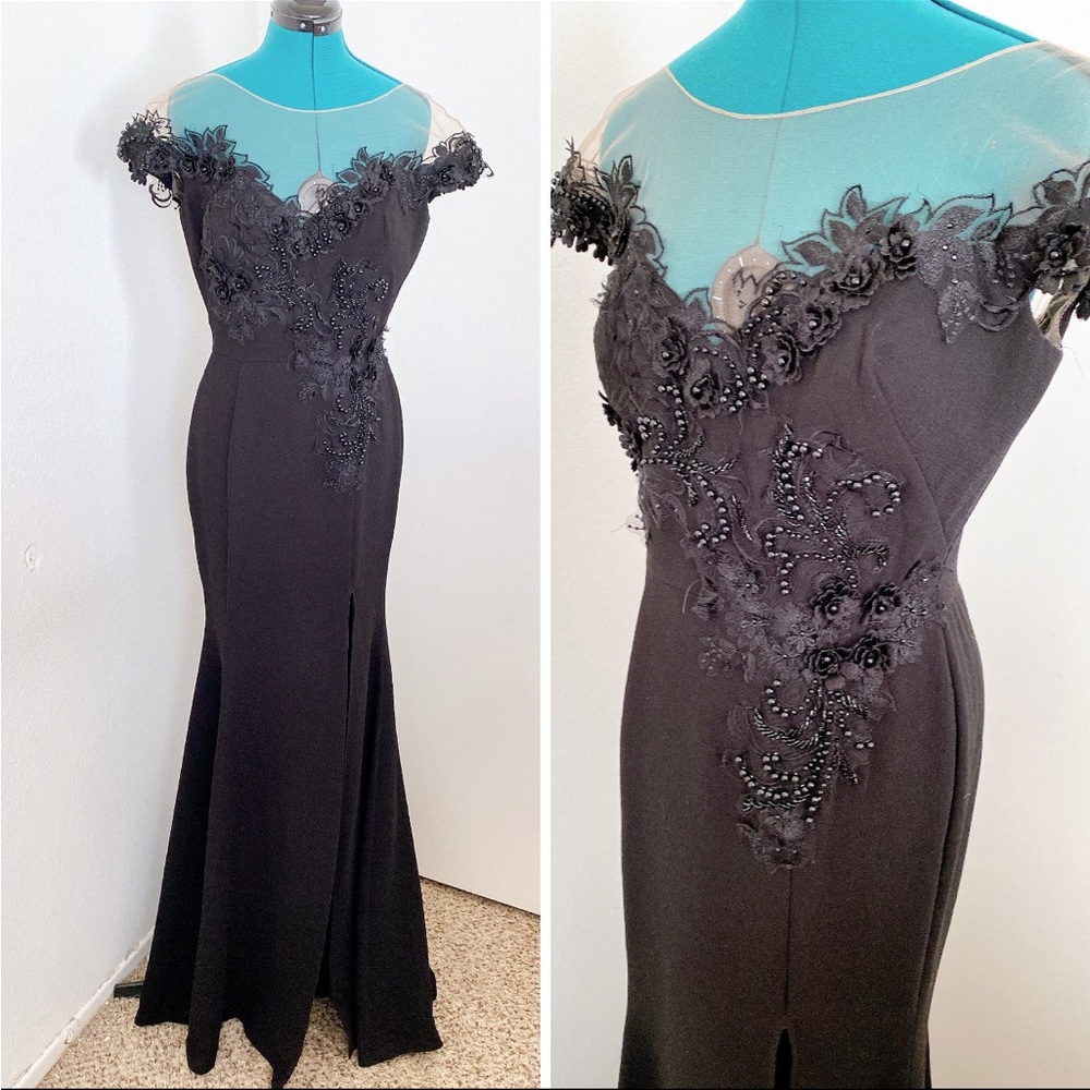NICOLE BAKTI SEXY BLACK OFF THE SHOULDER BLACK MERMAID SIZE 10 FORMAL PROM DRESS